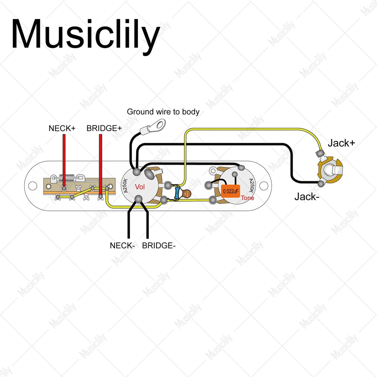 Musiclily Pro Electric Guitar Pre-wired Wiring Harness for American Style TL