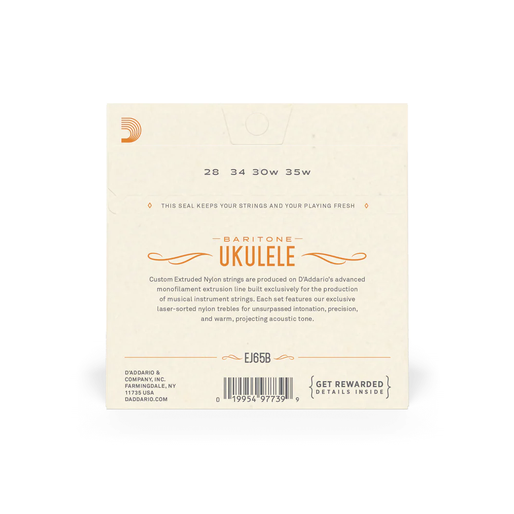 D'Addario Baritone Ukulele Strings Clear Nylon