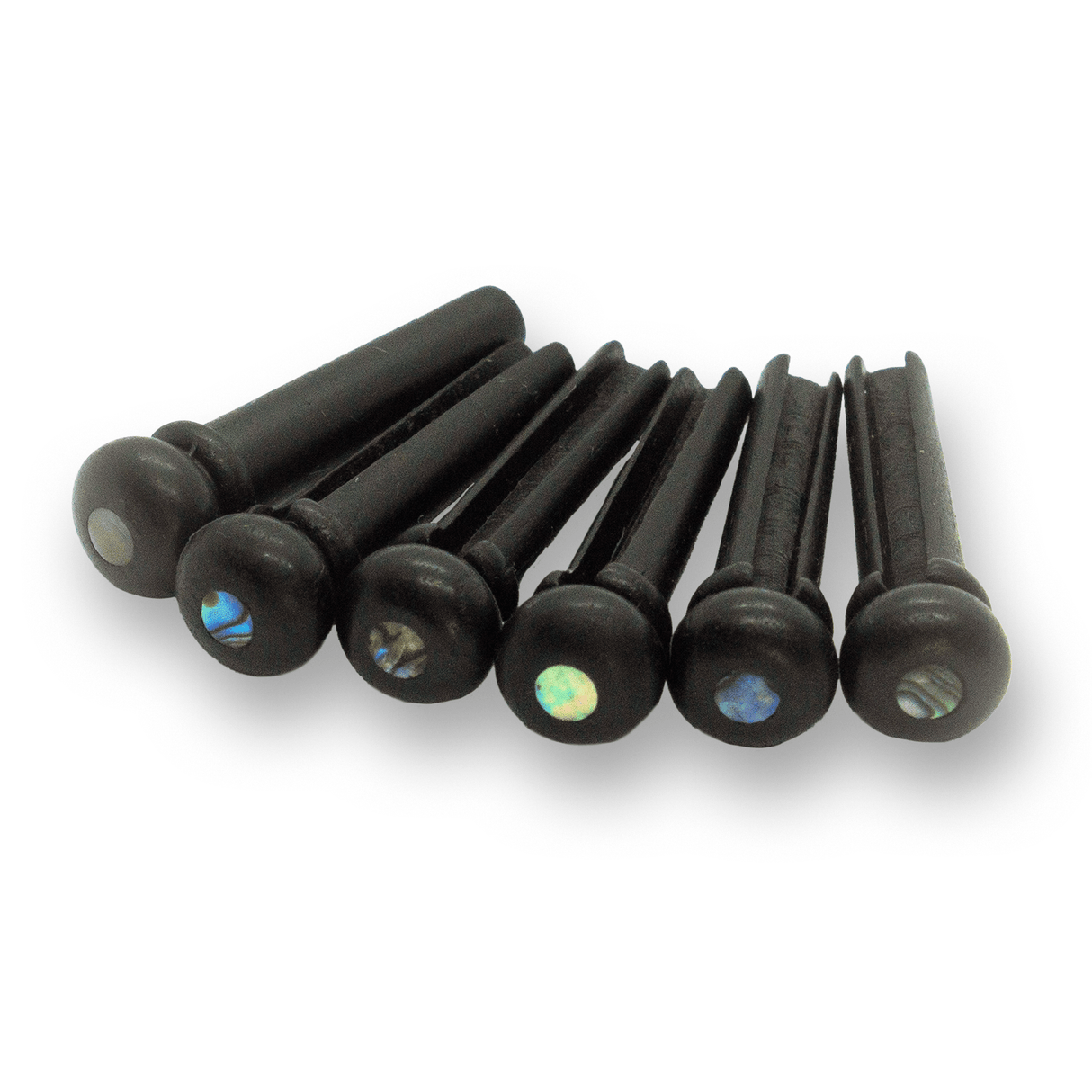 Ebony Bridge Pins x6 (Abalone or MOP Dot) - Parts - WM Guitars