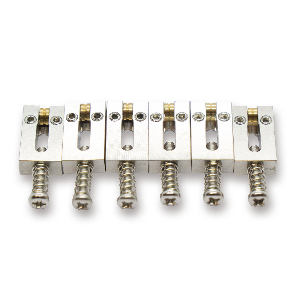 Stainless Steel Saddles with Brass Rollers x6 (10.5mm Spacing) - Parts - WM Guitars