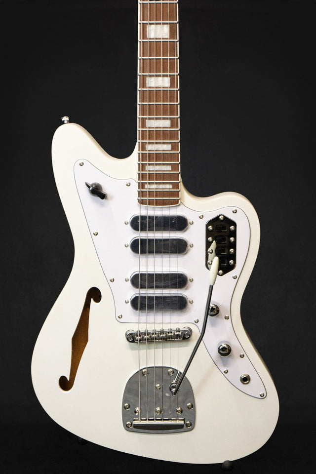 Vintage REVO Series Surfmaster Quad Metallic White - Electric Guitars - Vintage