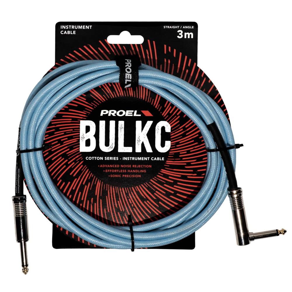 Proel BulkC Cotton Series Instrument Cable - Light Blue 3m