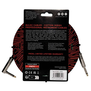 Proel BulkC Cotton Series Instrument Cable - Green and Black 3m
