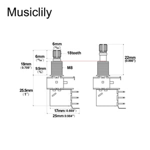 Musiclily Pro Push Push Linear (Lin) Medium Split Shaft 250k Pot