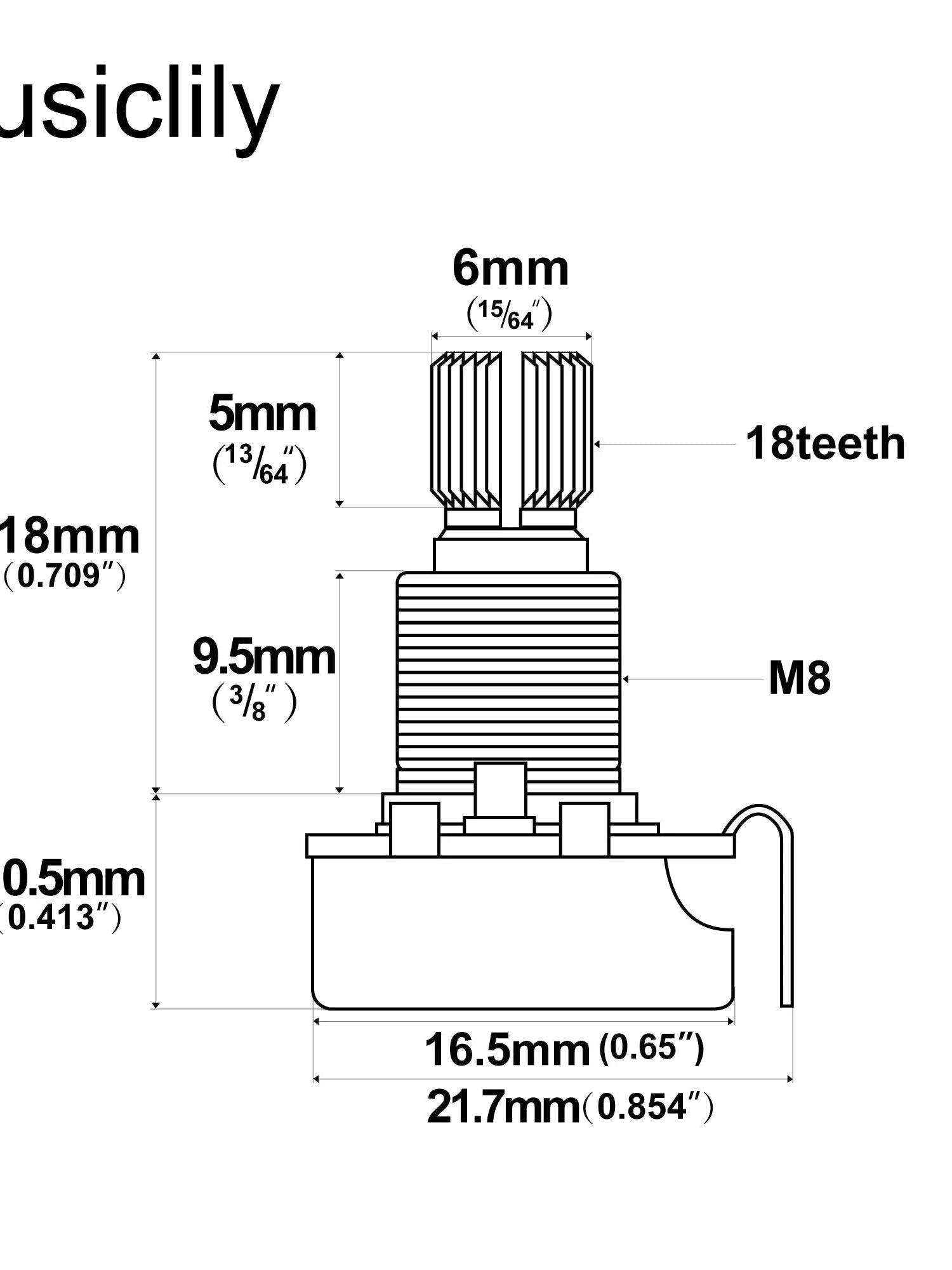 Alpha Audio (Log) Mini Medium Split Shaft Pot 250k & 500k