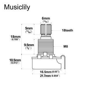 Alpha Audio (Log) Mini Medium Split Shaft Pot 250k & 500k