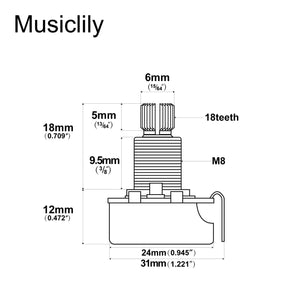 Alpha Audio (Log) Medium Split Shaft Pot 250k & 500k