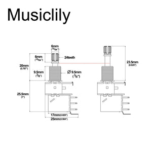Musiclily Pro Push Push Audio (Log) Imperial Split Shaft 250k Pot