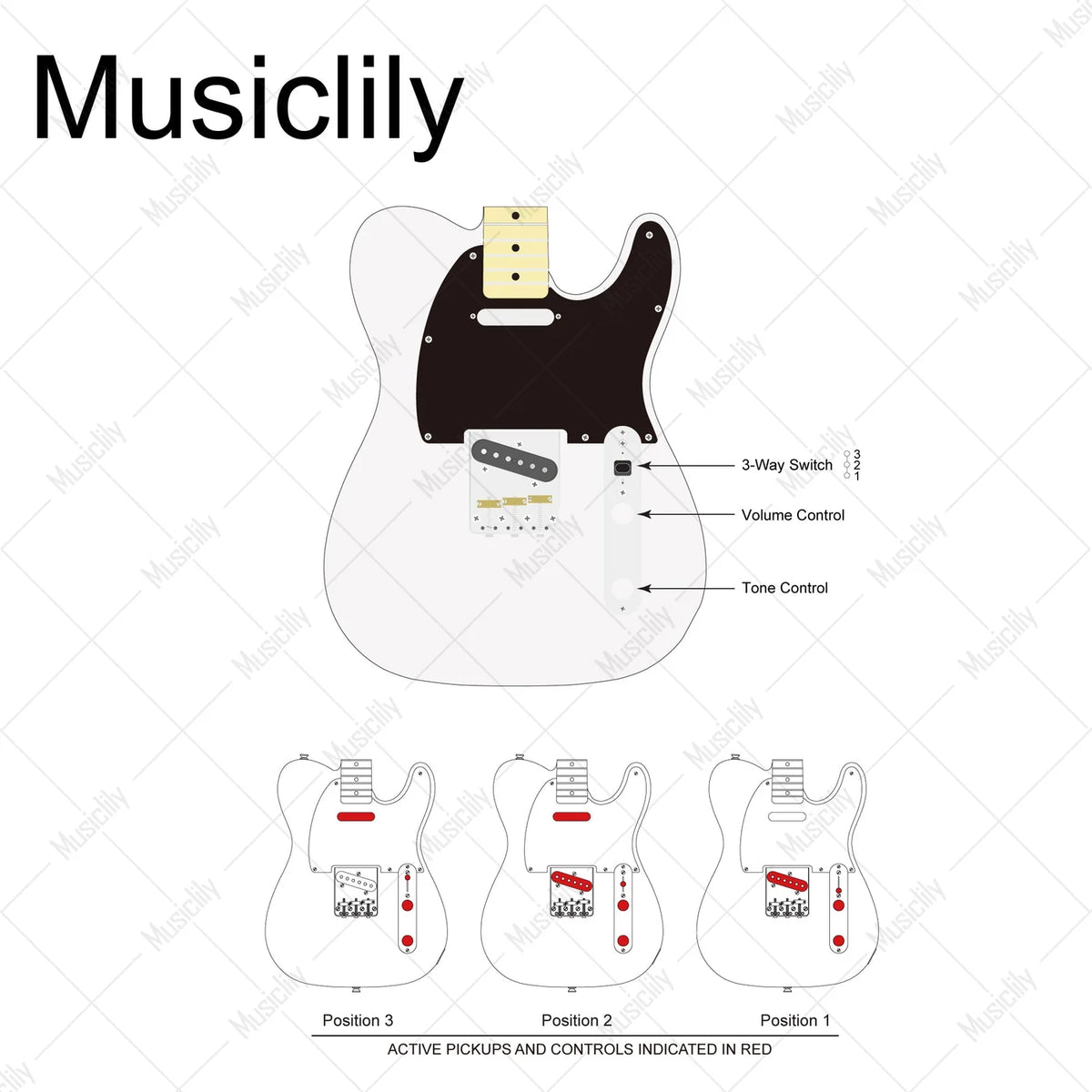 Musiclily Pro Electric Guitar Pre-wired Wiring Harness for Import Style TL