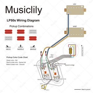 Musiclily Pro LP STD Vintage 50s Pre-wired Harness Kit Upgrade for LP Style Electric Guitar
