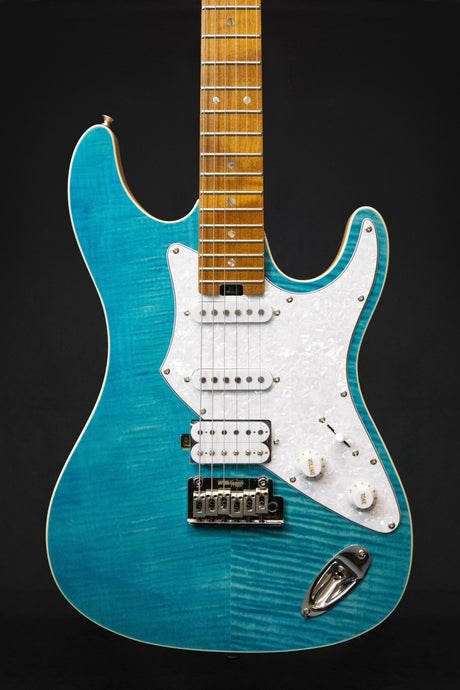 Aria Pro II 714 MkII Nashville Turquoise Blue Electric Guitar - Electric Guitars - Aria
