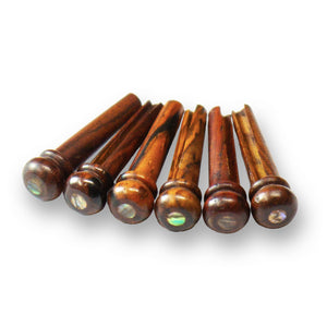 Cocobolo Wood Bridge Pins x 6 (Abalone Dot)