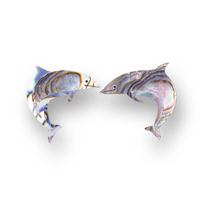 Real Abalone Pair of Dolphins Inlay - Parts - WM Guitars