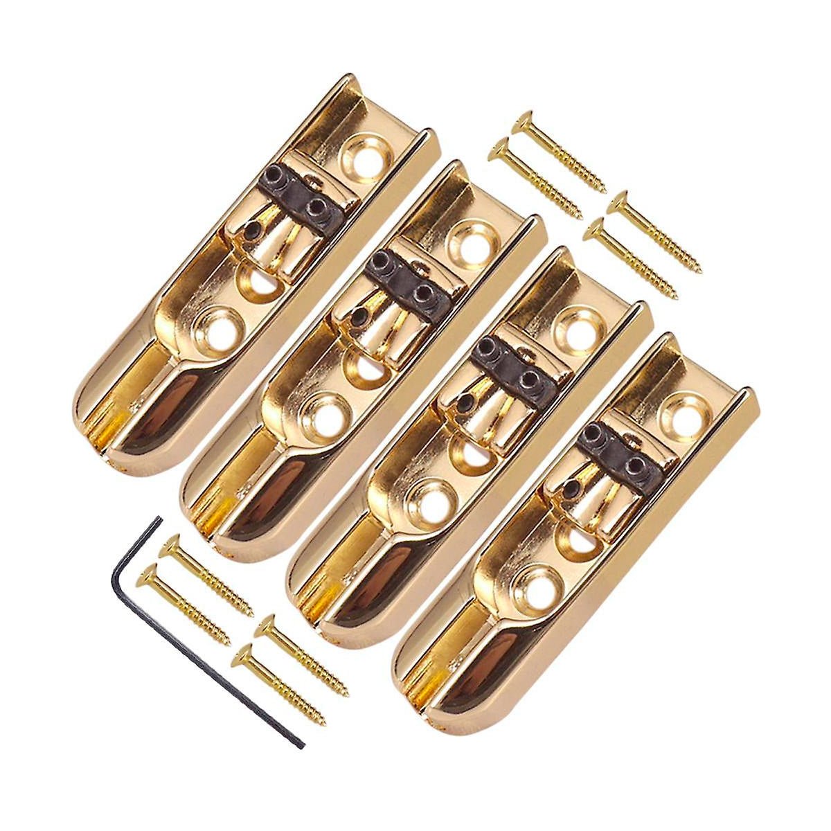 Set Of 4 Individual Bass Guitar Bridge Saddles (Gold) - Parts - WM Guitars