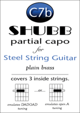 Shubb Partial Capo C7b (Skip outside string and cover next three) - Capos - Shubb