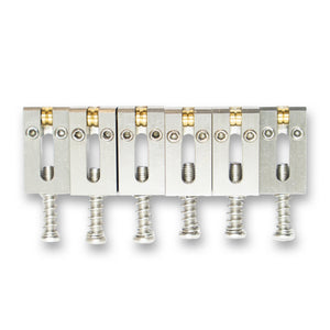 Stainless Steel Saddles with Brass Rollers x6 (10.5mm Spacing) - Parts - WM Guitars
