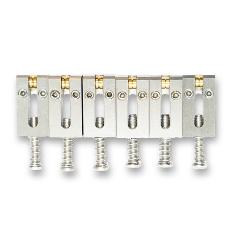 Stainless Steel Saddles with Brass Rollers x6 (10.5mm Spacing) - Parts - WM Guitars
