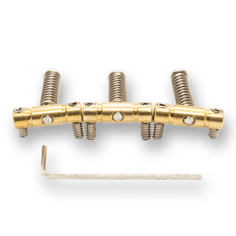 Telecaster Saddles and Fittings x3 (Brass or Chrome with Choice of Grub Screw) - parts - WM Guitars