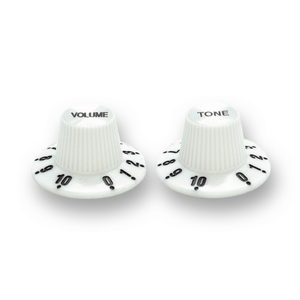 Witch Hat Reflector Knobs with Tone & Volume Lettering (x2) (Various Colours) - Parts - WM Guitars
